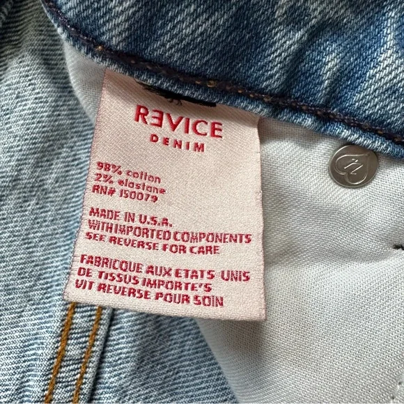 REVICE Denim Blue Ankle Cropped Jeans with Distressed Hem Size 26 Made in USA - Picture 8 of 16